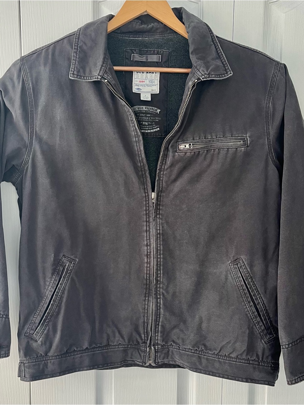 VTG Old Navy Men's Detroit Style Canvas Jacket Workwear Utility Fleece Lined L